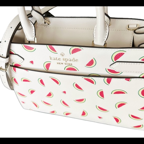 Kate Spade Staci Medium Top Zip Satchel Crossbody Watermelon Cream Multi - Picture 3 of 6